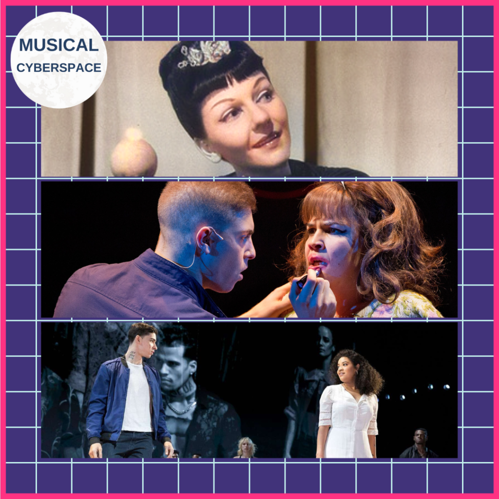 Around the musical theatre world: Mary Martin in LUTE SONG, Derek Klena and Linsay Mendez in DOGFIGHT, and Isaac Powell and Shereen Pimentel in WEST SIDE STORY.